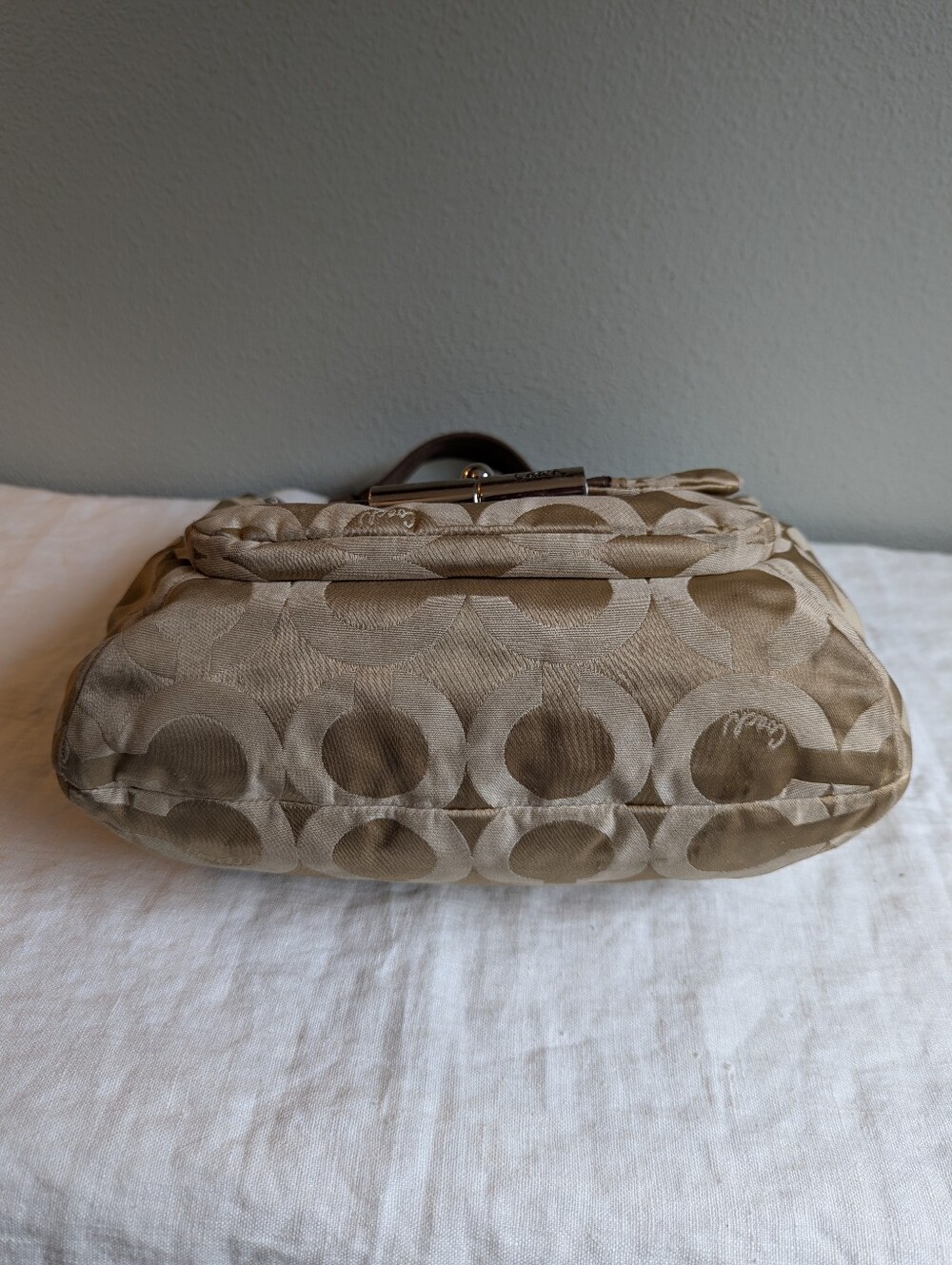 Vintage Y2K Coach Kristin Op Art Hobo Bag Shoulder Crossbody Signature Big C - Picture 10 of 16